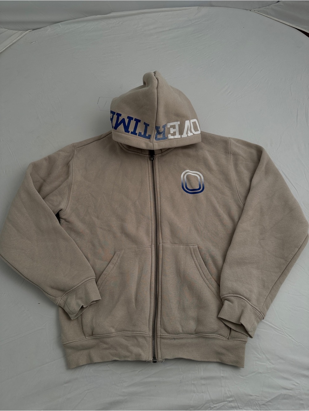 Overtime beige blue gradient full zip hoodie YM